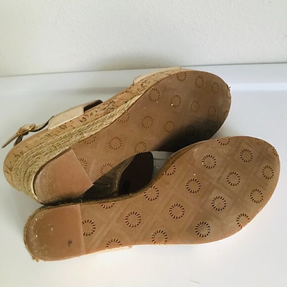 Ugg Elena Gold Leather Metallic Wedge Sandals Size 10 EU 41 - Picture 8 of 11